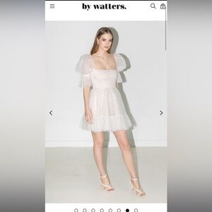 Waters Macaron Square Neck Tulle Embellished Mini Dress